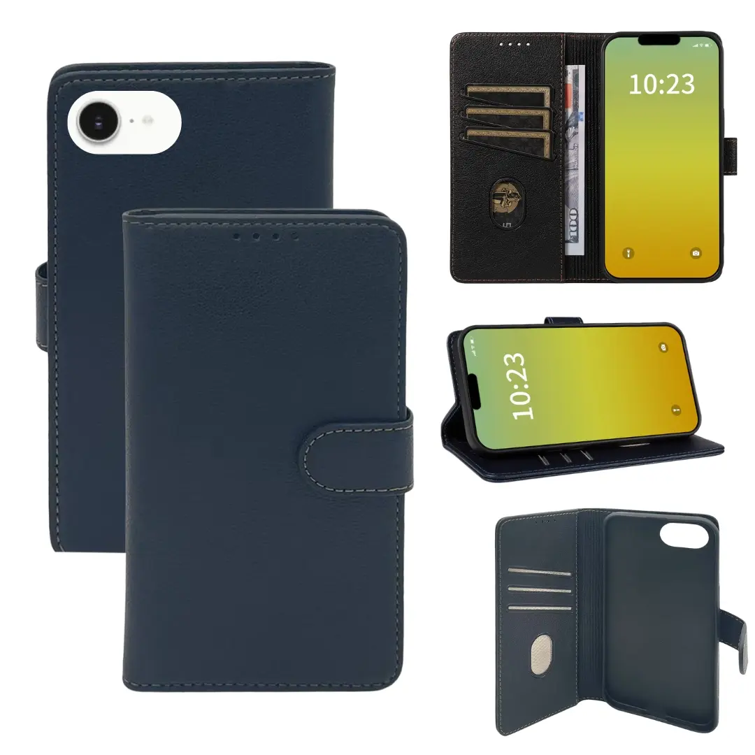 iPhone 16E PU Leather Wallet Case Black